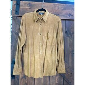 Vintage British Khaki by Robert Lightom men’s medium camel suede leather shirt